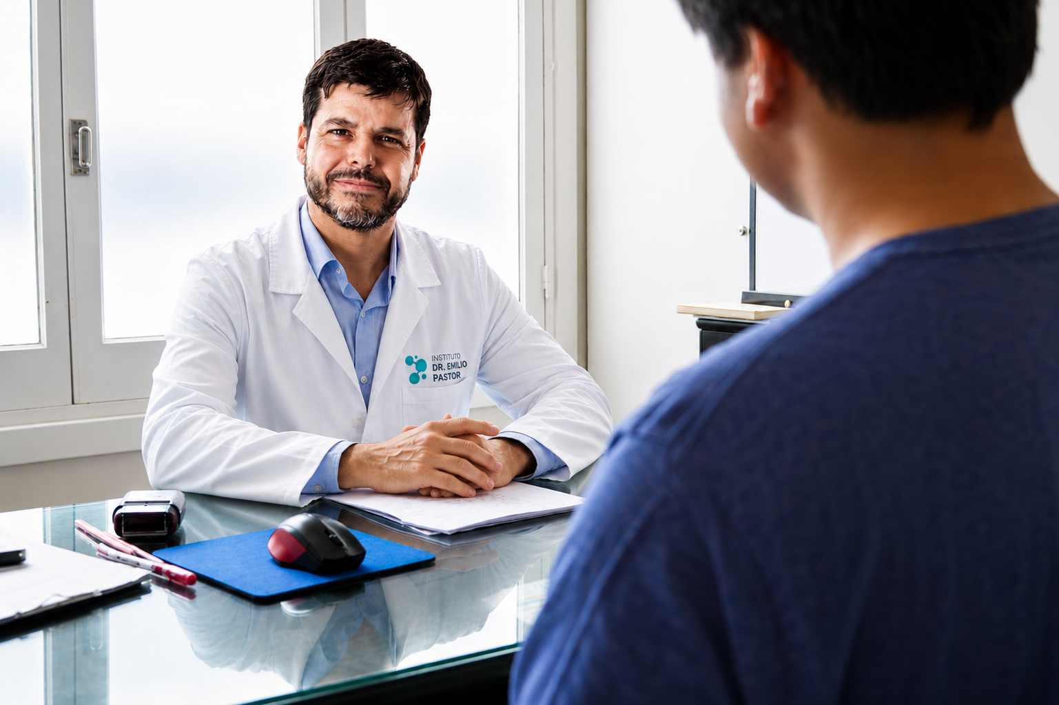 Médico explicando diagnóstico al paciente